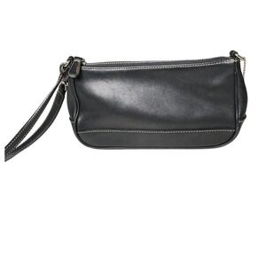 Coach Leather Wristlet Pouch Bag Black Small Shoulder Bag Purse N¹B1S-7785